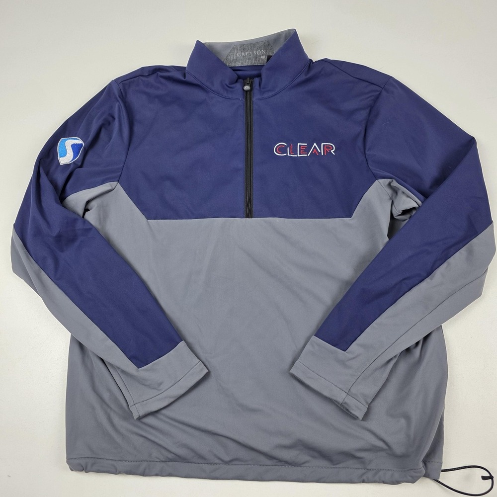 Greyson Colorblock Jacket Mens Medium Blue Gray 1/4 Zip Golf Windbreaker